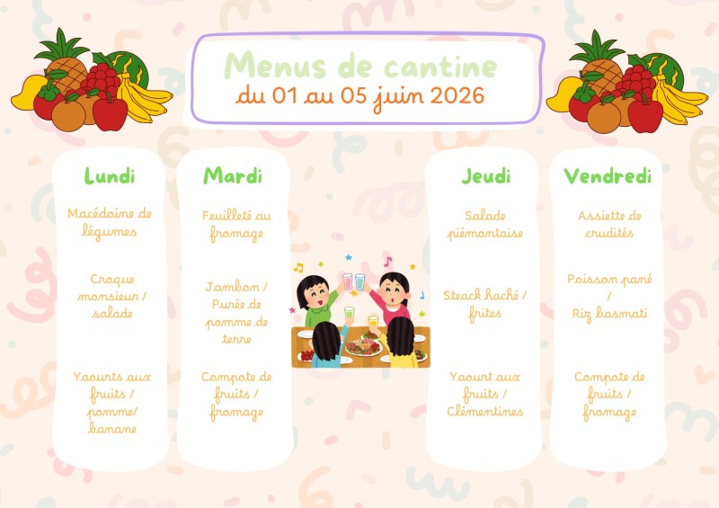 Menu de la cantine